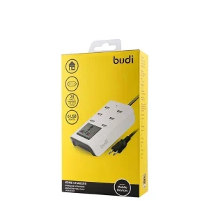 Budi Multi 6 Port USB Wall Charger With 1 General Socket