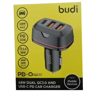 Budi 48W Dual QC3.0 and USB-C PD Car Charger