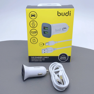 Budi CC631TW 12W Dual USB Car Charger with USB to Type C Cable